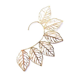 Brass leaf ear cuff,  Ear wire,  Boho earpiece