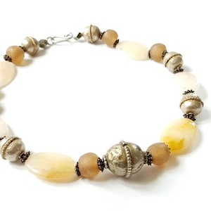 Jade necklace - Lemon Jade choker necklace - Mix bead necklace