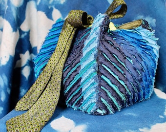 chenille drawstring bag, zero-waste modern komebukuro