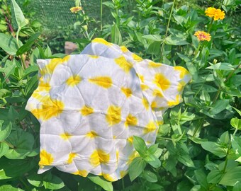 linen boxy crop with sunshine polkadot shibori, XS