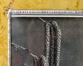 Soldered Glass Catkins Mirror, OOAK salvaged materials