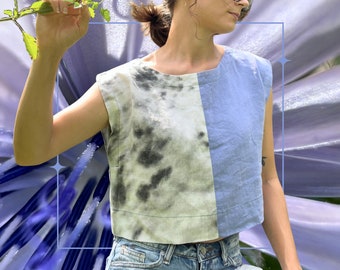 Hand-Dyed Linen Crop Top: Merle & Chicory, XS Boxy Tee