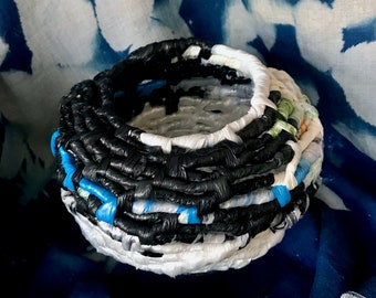 Coil-Woven Basket made from Plastic Packaging | Eco-Friendly Upcycled Storage