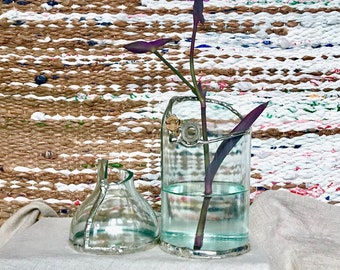 upcycled glass soldered mirror-bottom flower vase