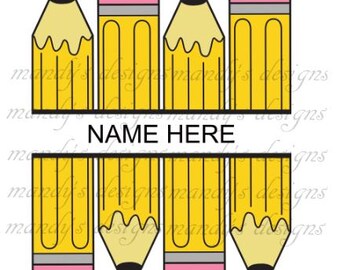 Bleistift geteilter Monogrammrahmen, Lehrer, Schulbleistifte, DIGITAL DESIGN PNG für Sublimation