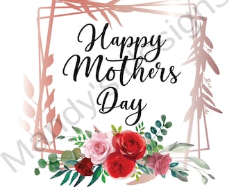 Muttertag Rosen PNG: Rosegold Rahmen (Digitale Datei)