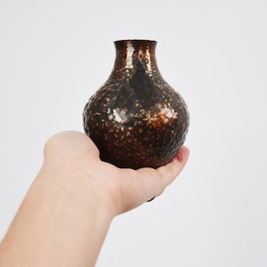 Vintage 1940s Hammered Metal Studio Craft Vase, Signed