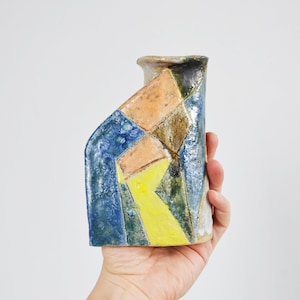 Vintage 1970s COLLETTE COUSSY-PIGEARIAS Scarce Draped Polychrome Studio Pottery Vase, France