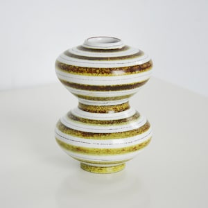 Vintage 1950s GUSTAVSBERG, STIG LINDBERG Faience Striped Gourd Vase, Sweden