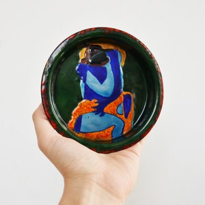 Vintage 1960s Mexican Enamel on Copper Dish