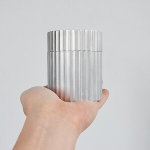 Vintage 1940s Art Deco Machinist-Made Lidded Box in Fluted Aluminum