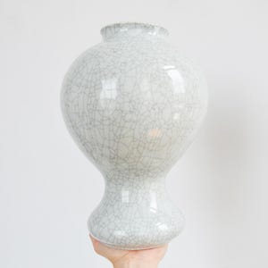 Vintage 1970s HARLAN HOUSE Massive Porcelain Studio Pottery Crackle Baluster Vase