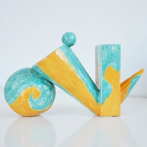 Vintage 1980s Postmodern Ceramic Sculpture of Cascading Shape, California