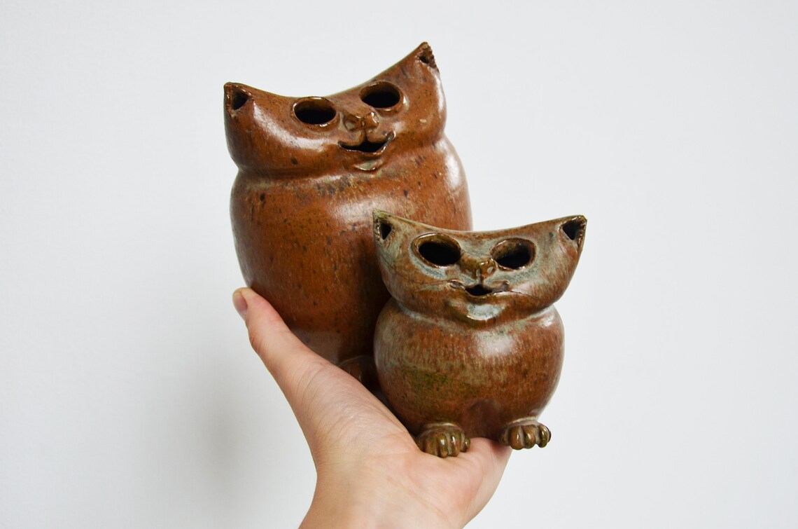 Vintage Midcentury BELLINGHAM Studio Pottery Cat Figures Etsy UK