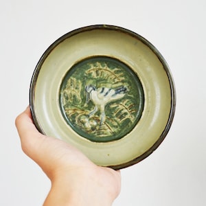 Vintage 1950s KNUD KHYN For Royal Copenhagen, Rare, Unique Plate with Hand-Carved Bird Relief, Denmark