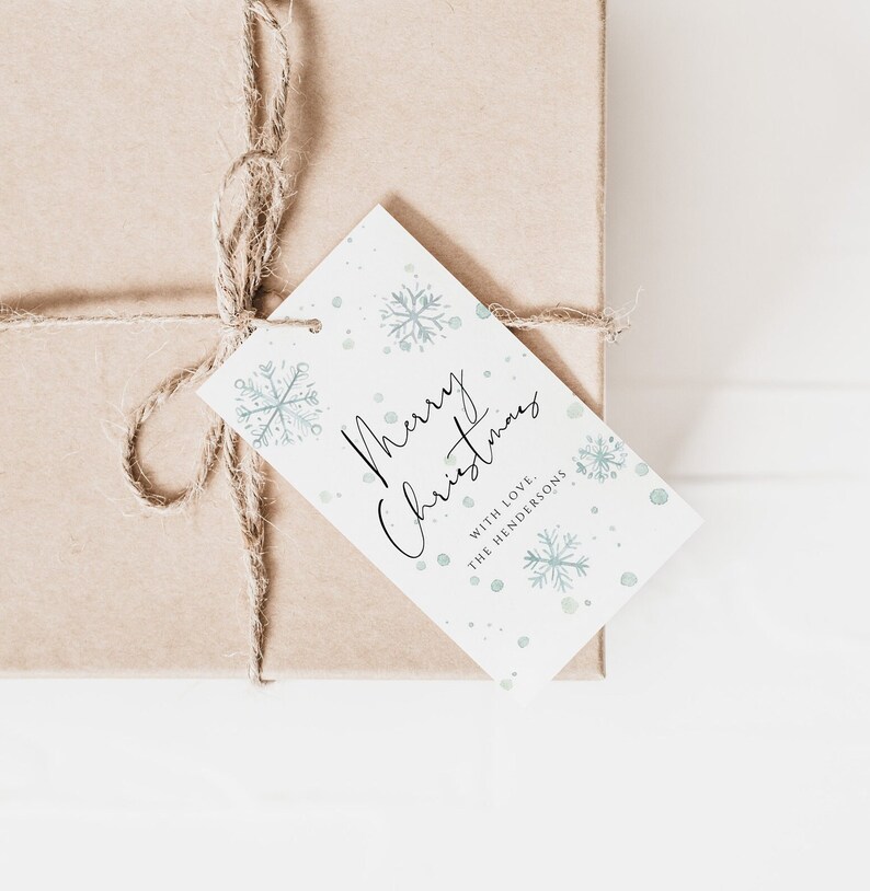 Icy Snowflakes Gift Tag Template, Christmas Present Tag Editable, Blue ...