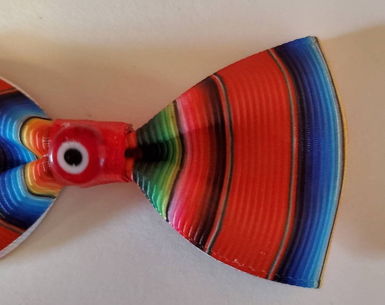 Rockabilly Hair Latina Hair Bow Mexican Blanket Toddler Hair Bow Mexican Blanket Baby Bow Red Serape Bow| Double Lined Prong Bow