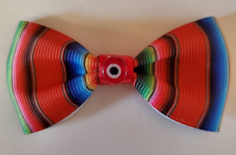 Rockabilly Hair Latina Hair Bow Mexican Blanket Toddler Hair Bow Mexican Blanket Baby Bow Red Serape Bow| Double Lined Prong Bow