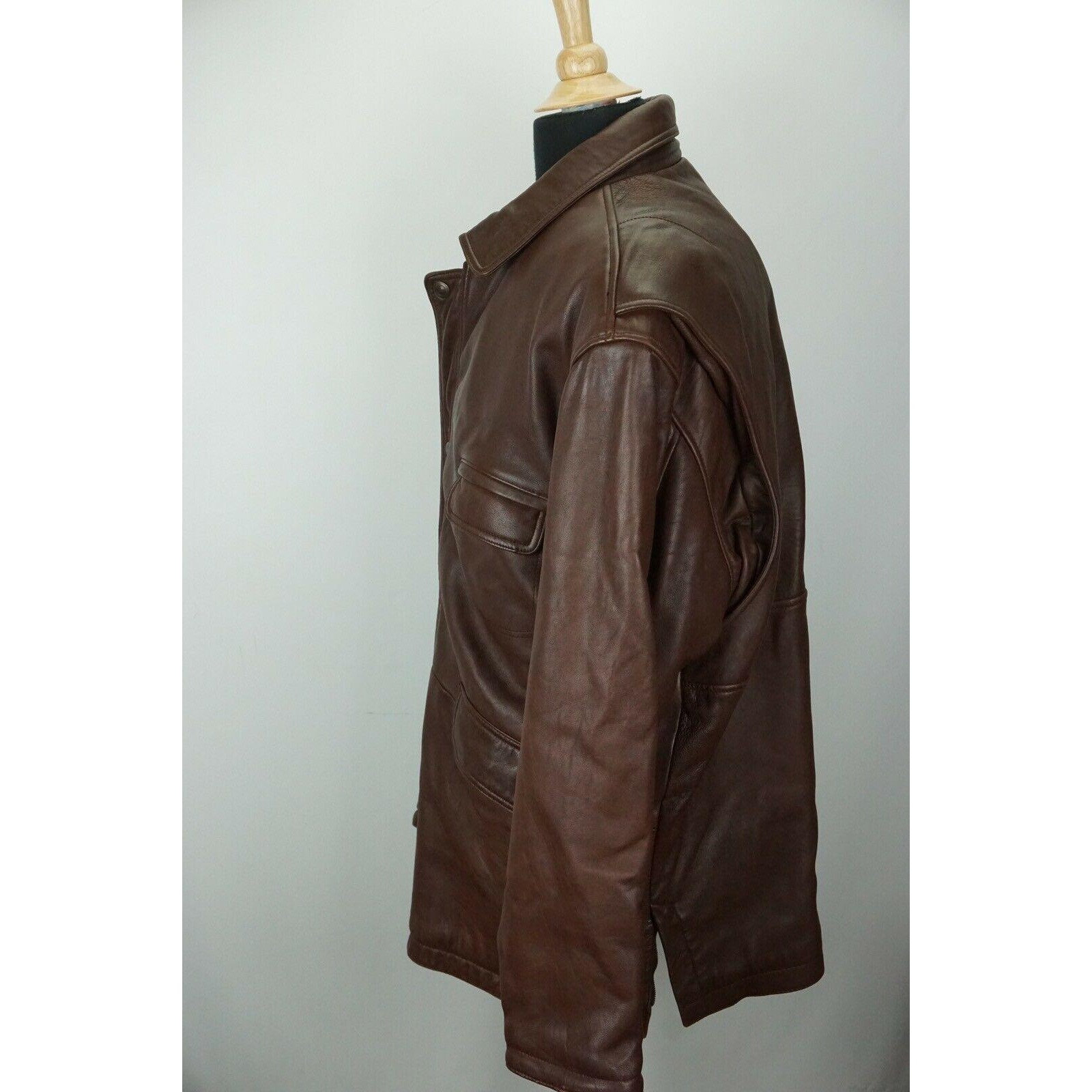 Sawyer of Napa Brown Leather Action Back Car Coat Jacket Sz XL Etsy