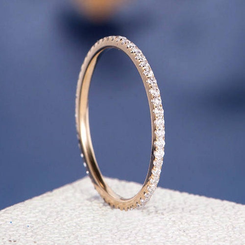 Stacking Ring Rose Gold Wedding Band Women Diamond Thin FULL | Etsy