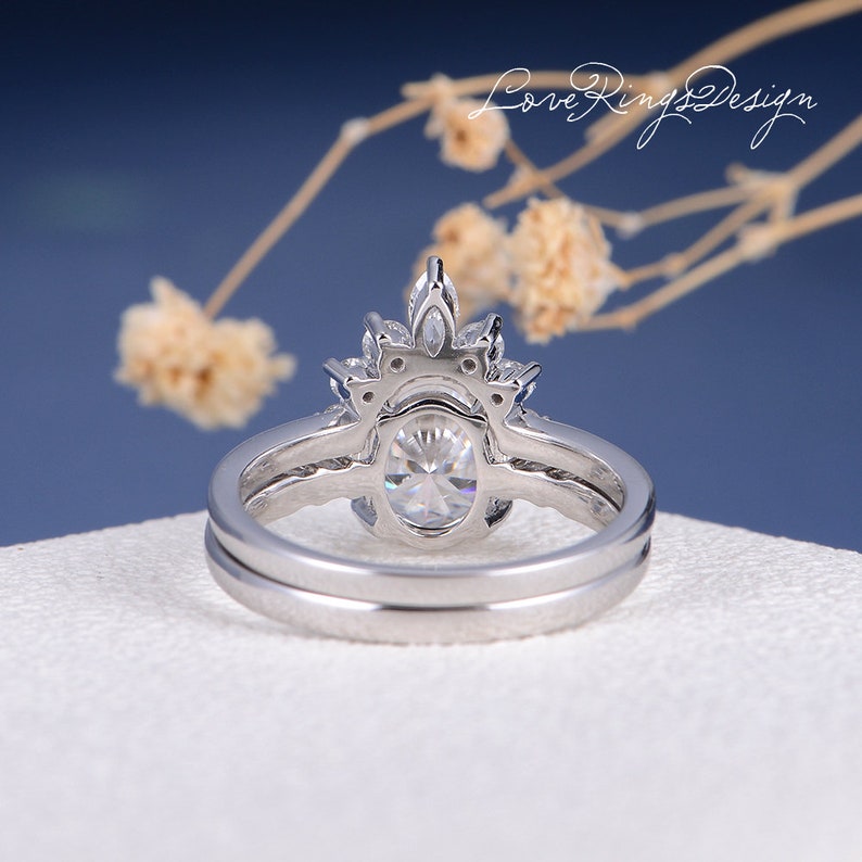 Unique Moissanite Bridal Set Moissanite Engagement Ring Set Etsy