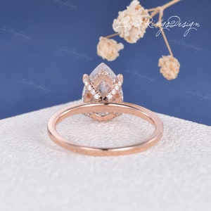 1.5/2/3ct Pear Shaped Moissanite Engagement Ring Hidden Halo Ring Rose Gold Solitaire Wedding Ring Stackable ring Minimalist Promise Ring image 7