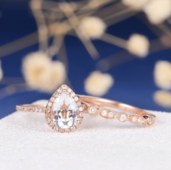 Pear shaped deals white topaz ring