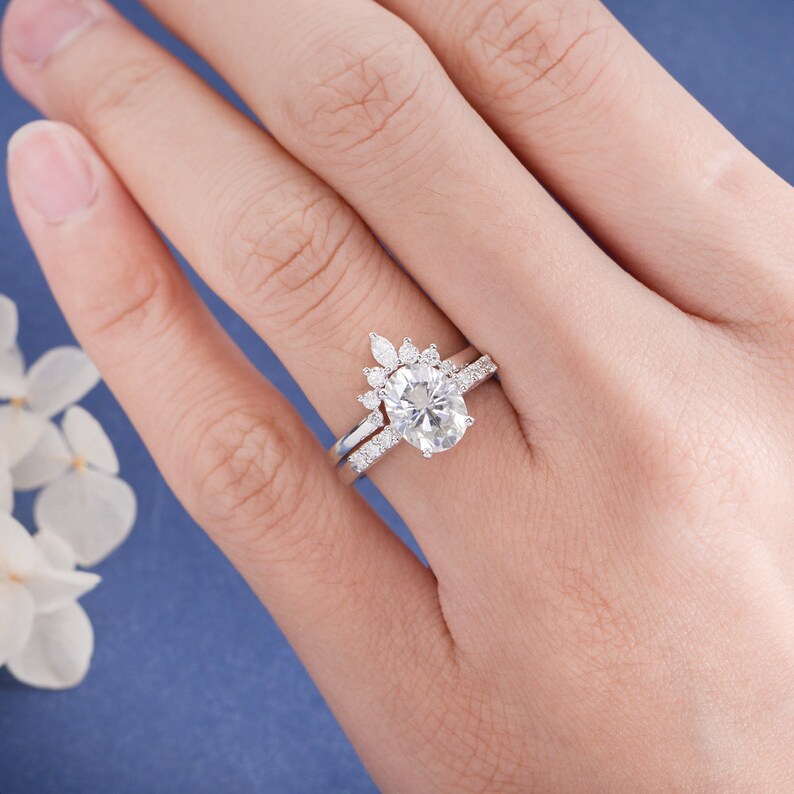 Unique Moissanite Bridal Set Moissanite Engagement Ring Set Etsy