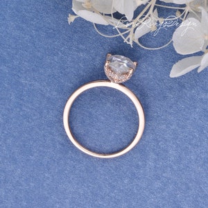 1.5/2/3ct Pear Shaped Moissanite Engagement Ring Hidden Halo Ring Rose Gold Solitaire Wedding Ring Stackable ring Minimalist Promise Ring image 6