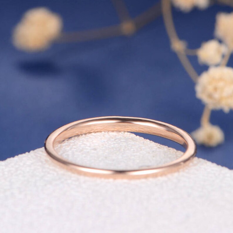 Wedding Band Diamond Wedding Ring Rose Gold Tiny Anniversary Minimalist Pave Engraving Matching Simple Bridal Stacking Ring Thin Gold Band