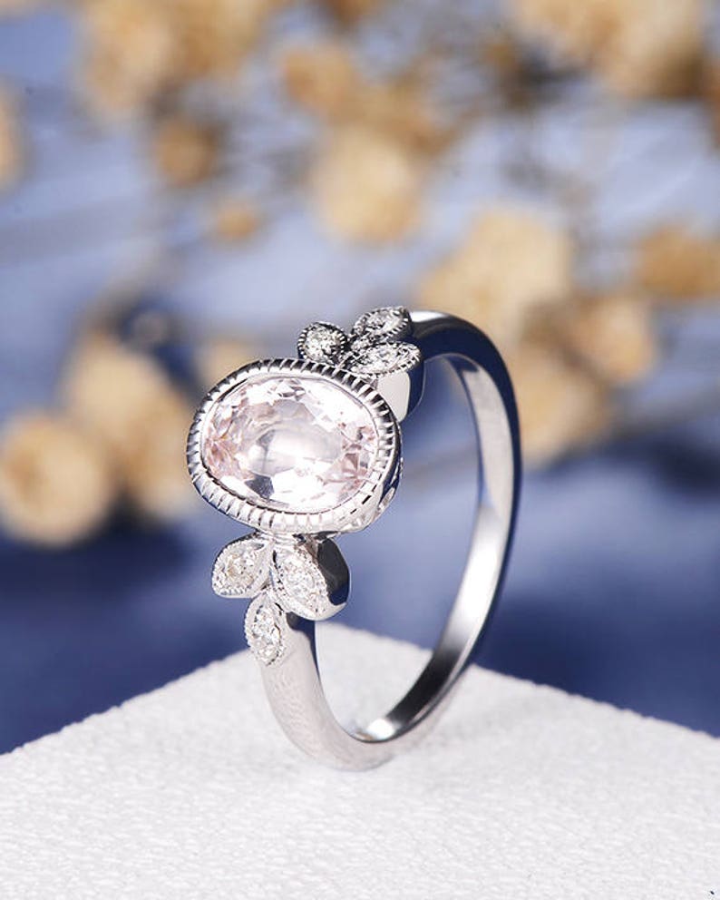 Antique Bezel Set Engagement Ring White Gold Wedding Etsy