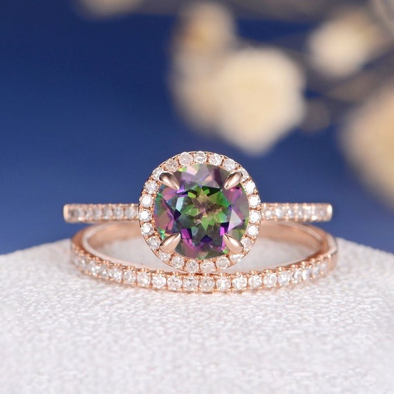 Mystic fire topaz wedding ring sets deals