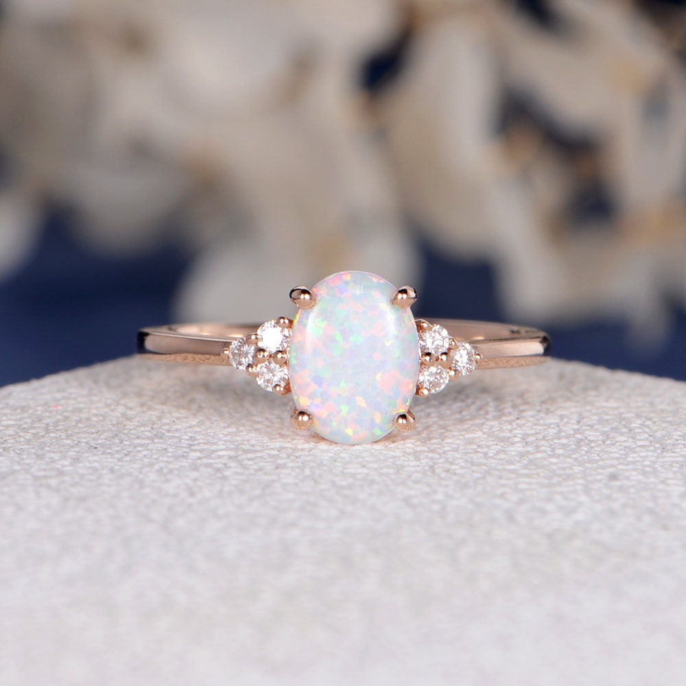 HEVIRGO Girls Shining Artificial Opal Stone Finger Ring Wedding EngageBoyst  Jewelry Gift Artificial Opal Alloy Brown 