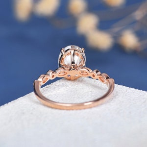 2ct Moissanite Ring Art Deco Oval Cut Moissanite Engagement Ring Rose Gold 7x9mm Antique Solitaire Unique Anniversary Promise Women Diamond image 6