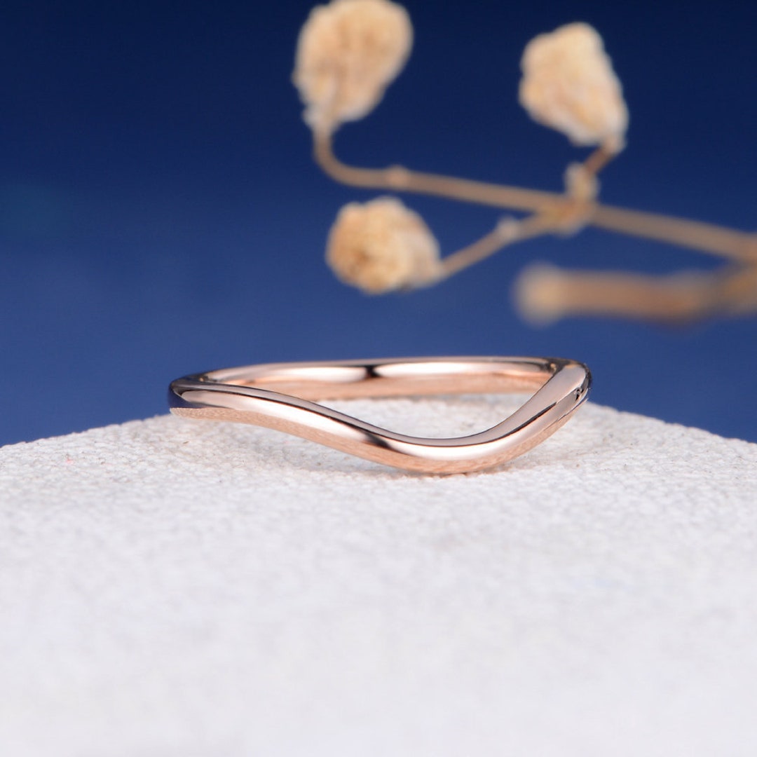 Plain Rose Gold Band Wedding Band Women Curved Custom Band 1.5mm