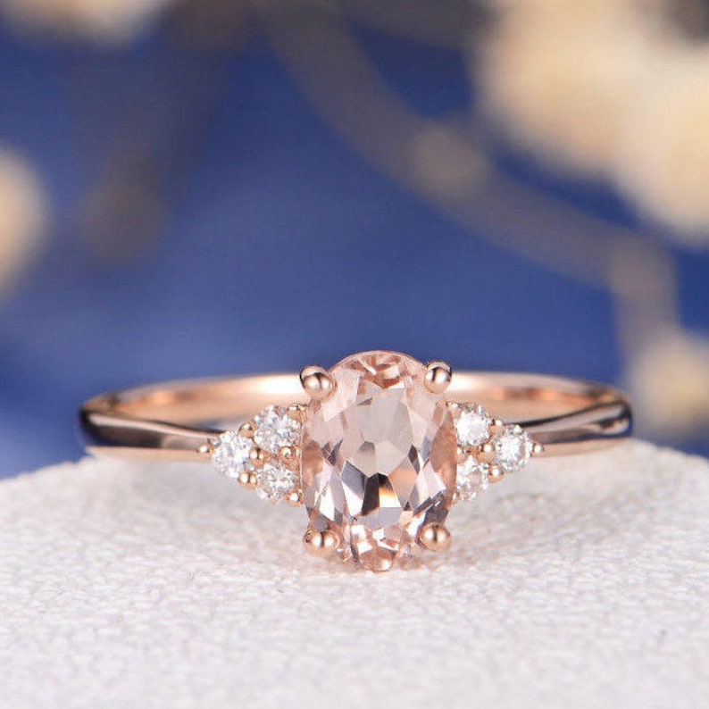 Morganite Engagement Ring Morganite Ring Rose Gold Wedding - Etsy Australia