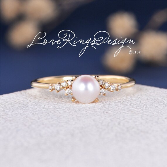 Akoya pearl ring yellow gold sale