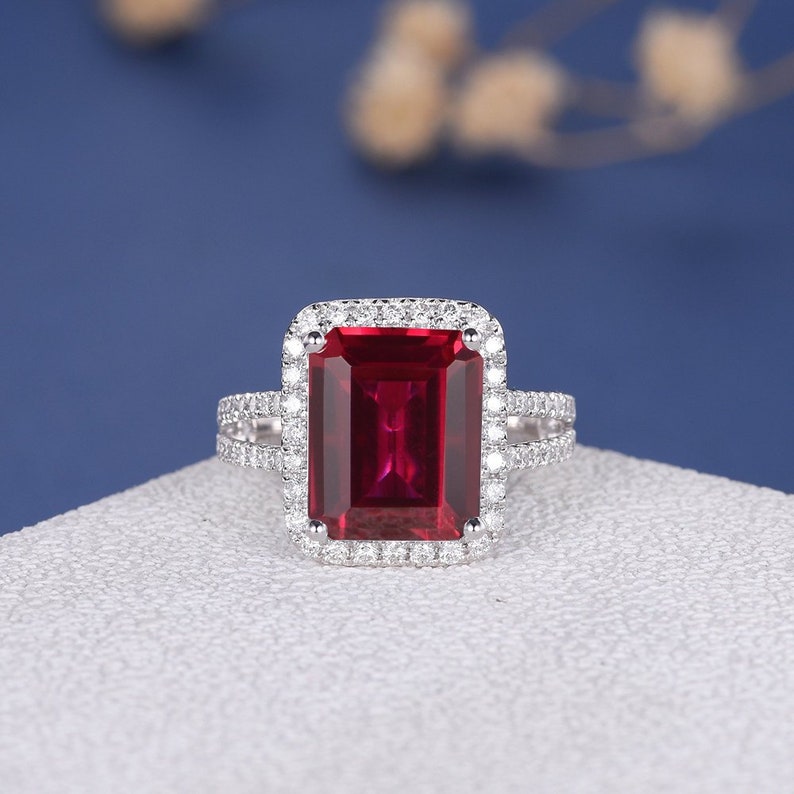 emerald cut ruby ring