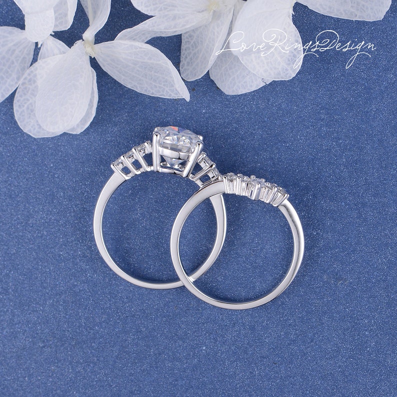 Unique Moissanite Bridal Set Moissanite Engagement Ring Set Etsy
