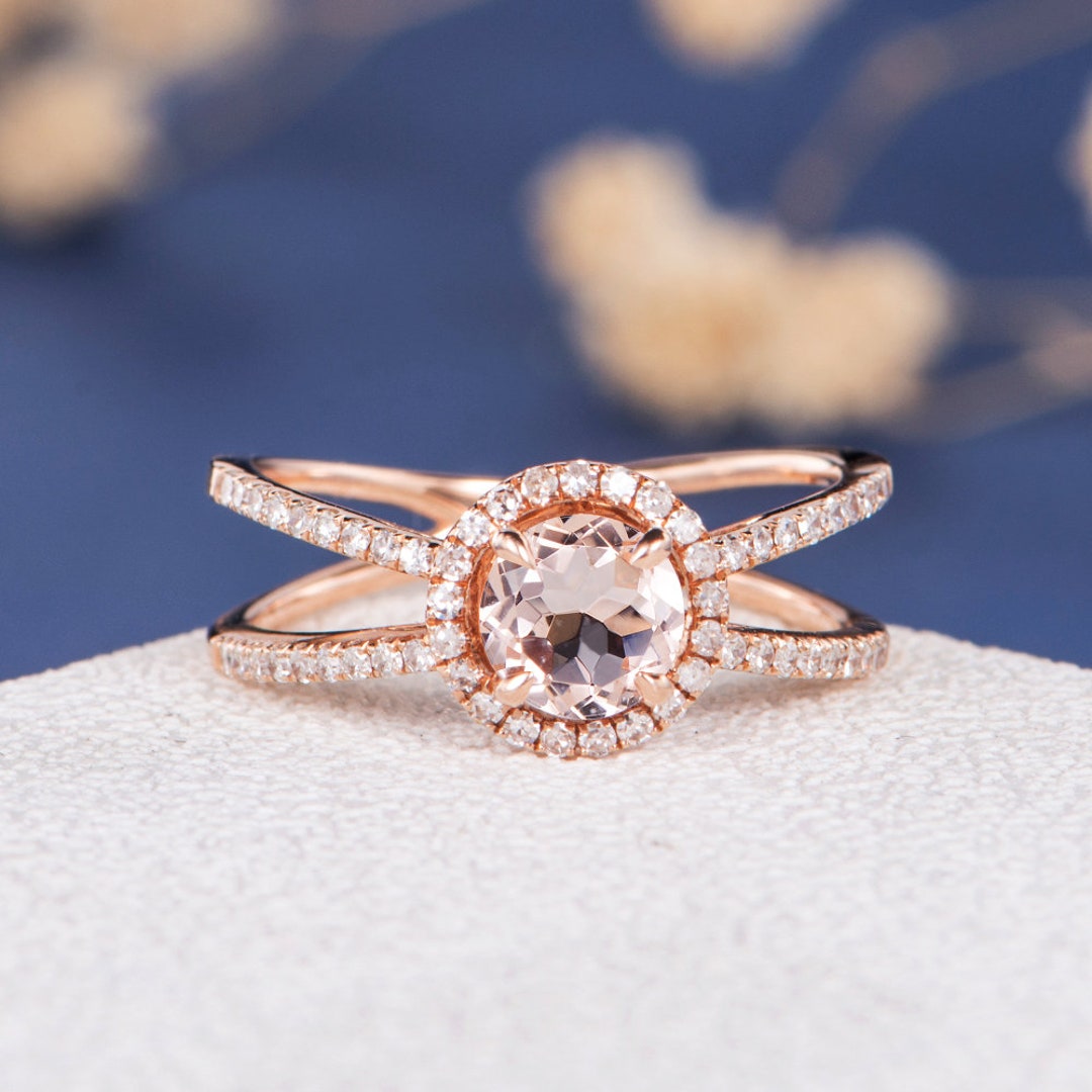 Morganite Engagement Ring Rose Gold Diamond Infinity Ring - Etsy