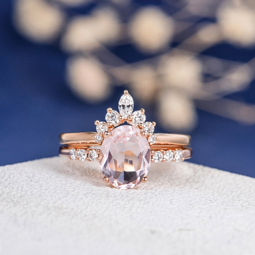 morganite wedding set
