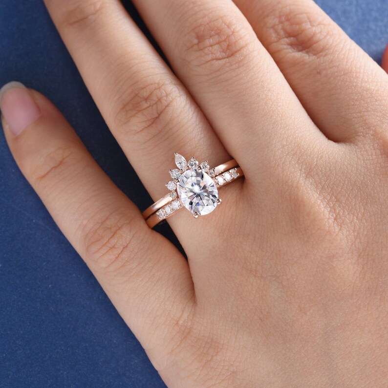 Unique Moissanite Bridal Set Moissanite Engagement Ring Set Etsy
