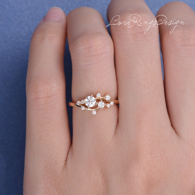 Payment Plan Moissanite Engagement Ring Diamond Cluster Ring Etsy