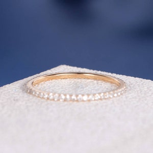 Stacking Ring Rose Gold Wedding Band Women Diamond Thin FULL Eternity Band Simple Micro Pave Dainty Minimalist Jewelry Matching Wedding image 6