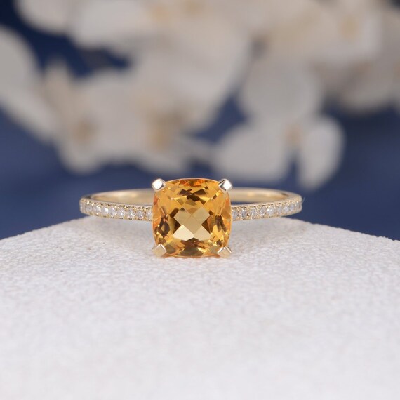 Cushion cut 2024 citrine ring