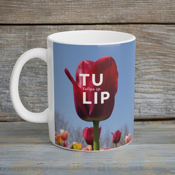 Tulip Mug, Tulip, Flower Mug, 11oz Mug, Ceramic Mug, Plant Lover Gift, Girlfriend Wife Gift Idea, Gift