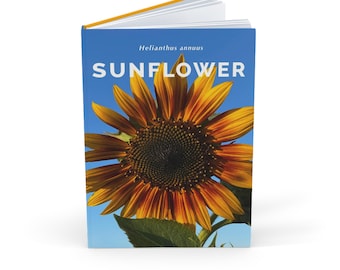 Sunflower Photograh Hardcover Journal A5 Notebook, Botanical Diary, Gift for Gardener, Science Student, Bullet Journal, Stationery Set