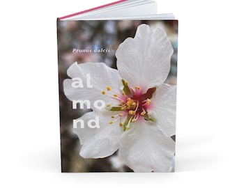 Almond flower Photograh Hardcover Journal A5 Notebook, Botanical Diary, Gift for Gardener, Science Student, Bullet Journal, Stationery Set