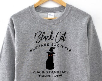 Black Cat Sweatshirt, Halloween Sweatshirt, Cat Rescue, Black Cat Sweatshirt,Halloween Sweater,Fall Sweatshirt,Halloween Outfit,Rescue Mom
