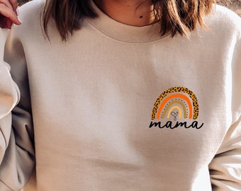 Mama Sweatshirt, Fall Sweatshirt, Gifts For Mom, Mama Crewneck Sweatshirt, Rainbow Mama Sweatshirt, Mom Sweatshirt, Leopard, Gift For Mama